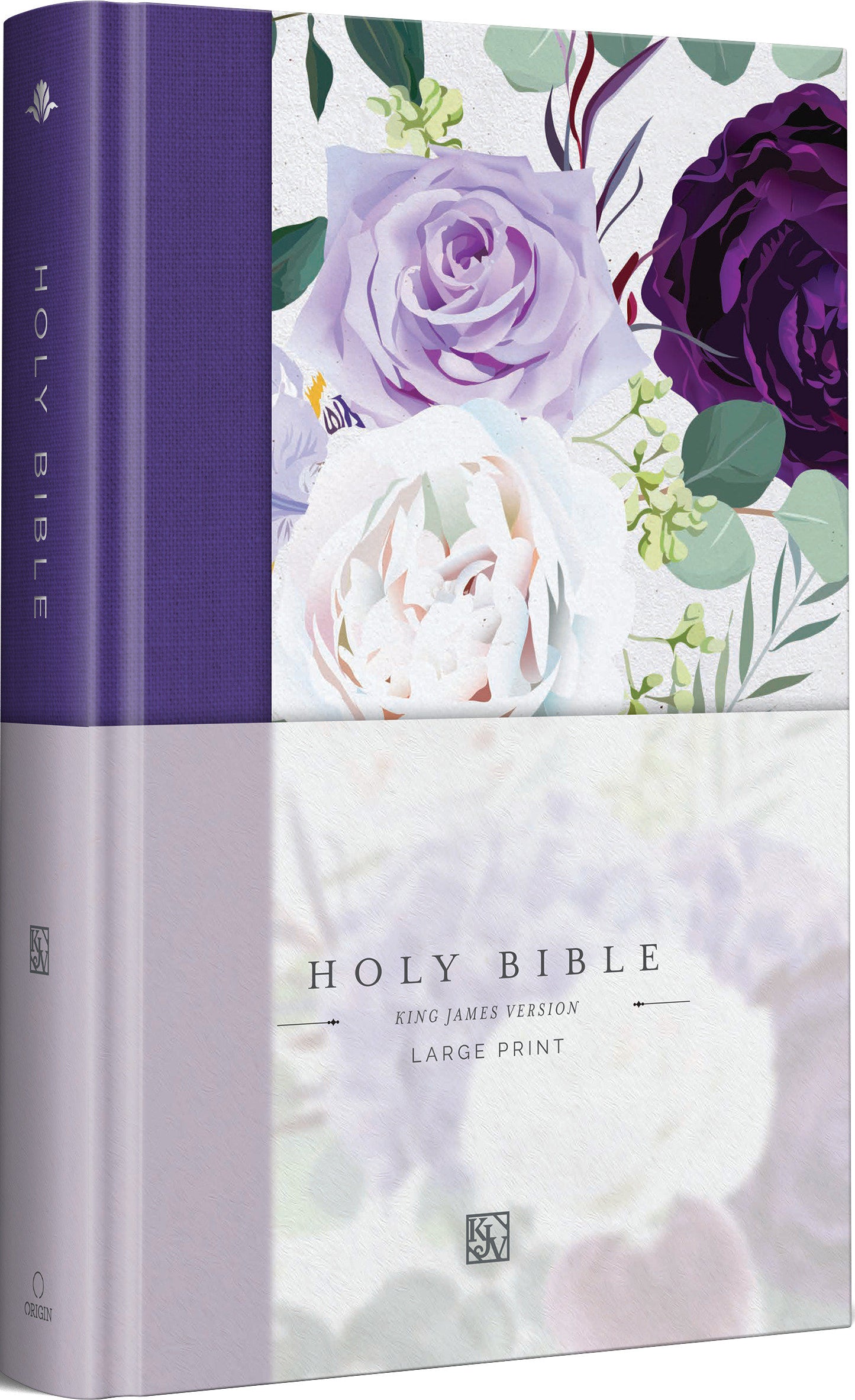 KJV Holy Bible, Large Print Medium Format, Purple Cloth Hardcover with Floral Design, Ribbon Marker, Red Letter (KJV Medium Size Large Print Editions)