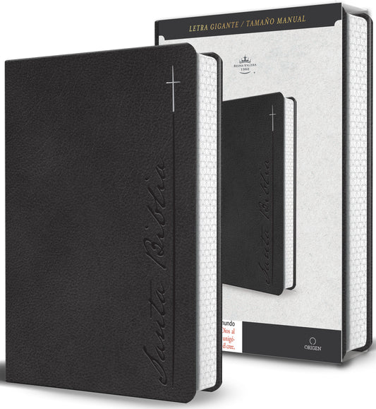 Biblia RVR 1960 Letra gigante, s�mil piel, gris (Edici�n cantos pintados)  / Spanish Bible RVR 1960 Giant Print Handy Size Leathersoft Gray with cross