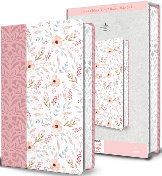 Biblia RVR 1960 Letra gigante, s�mil piel rosada con flores (Edici�n cantos pintados / Spanish Bible RVR 1960 Giant Print Handy Size Leathersoft Pink floral