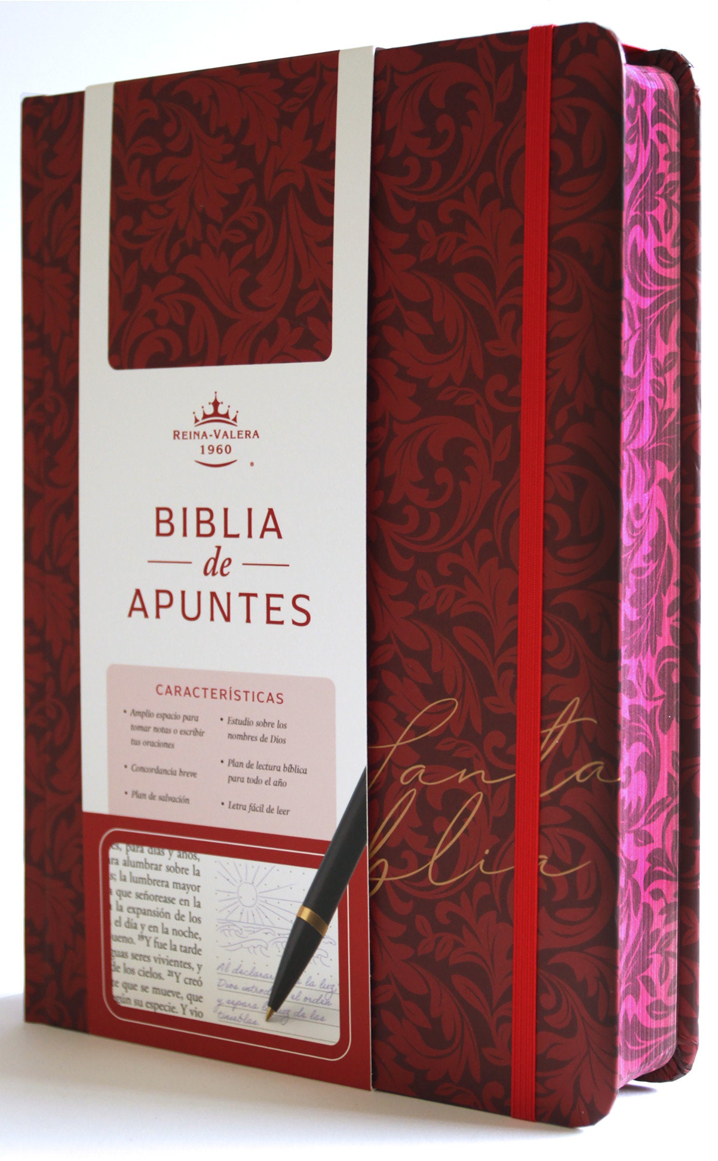 Biblia de Apuntes RVR 1960 Tapa dura, Vino tinto (Edici�n cantos pintados) / Spanish Journalling Bible RVR 1960 Hardcover Burgundy