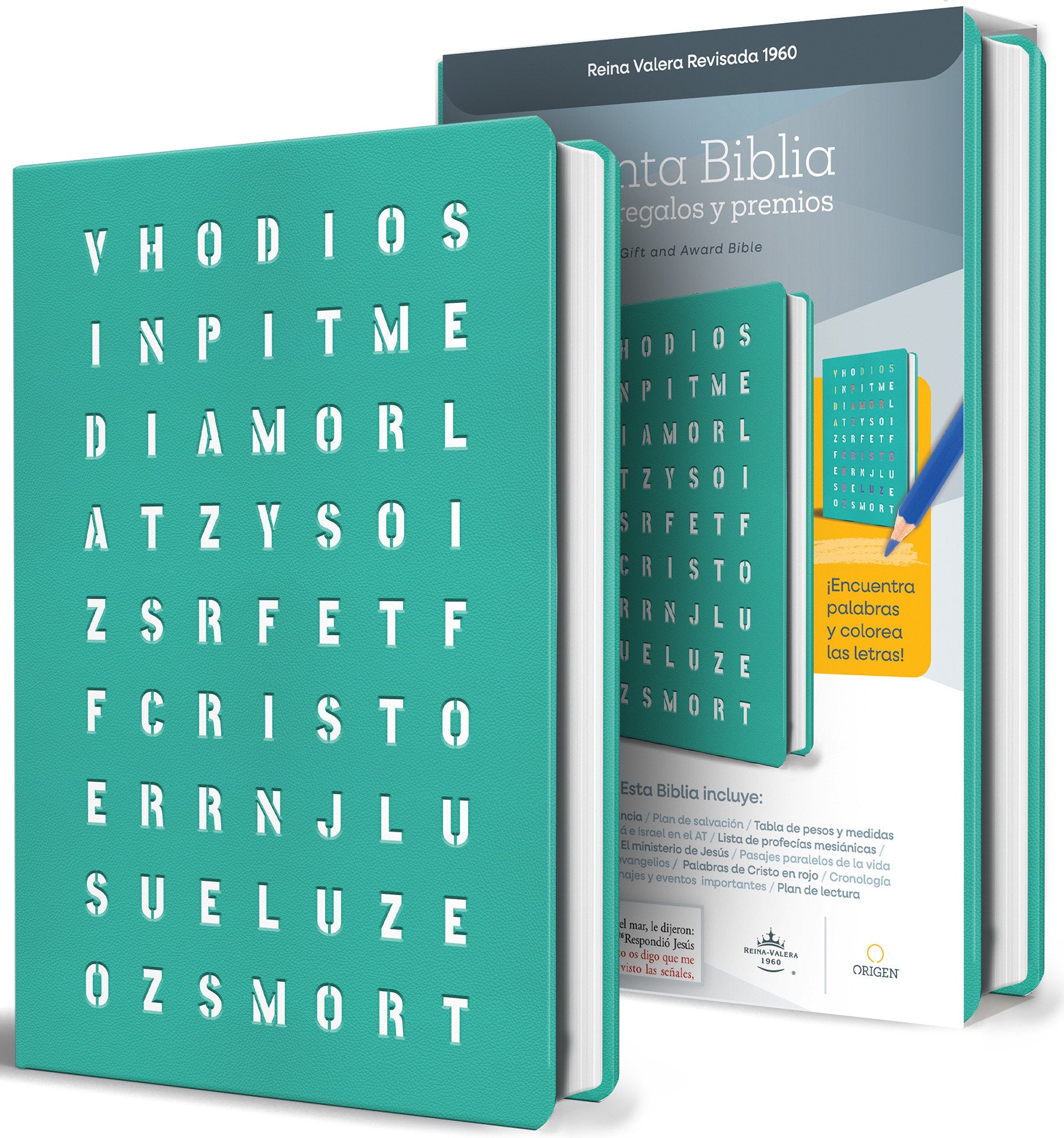 RVR 1960 para Regalos y Premios Aguamarina con Sopa de Letras / Spanish Bible RVR 1960 Gift and Award Bible Aquamarine Special Edition Wordsearch cover
