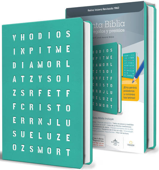 RVR 1960 para Regalos y Premios Aguamarina con Sopa de Letras / Spanish Bible RVR 1960 Gift and Award Bible Aquamarine Special Edition Wordsearch cover