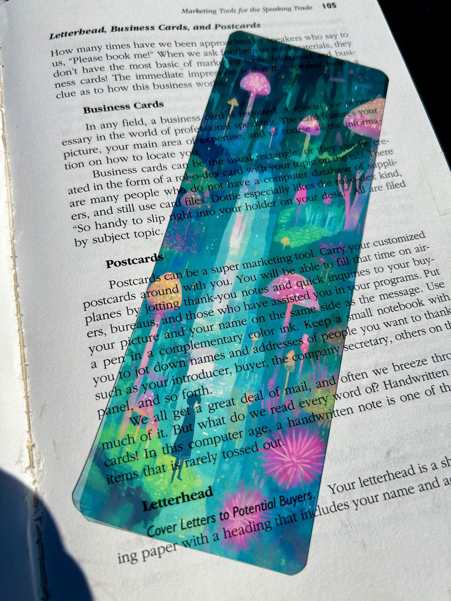 Lonely Girl Bookmark – Dreamlike Grotto Scene with Magical Lights | Fantasy Art Gift for Bookworms