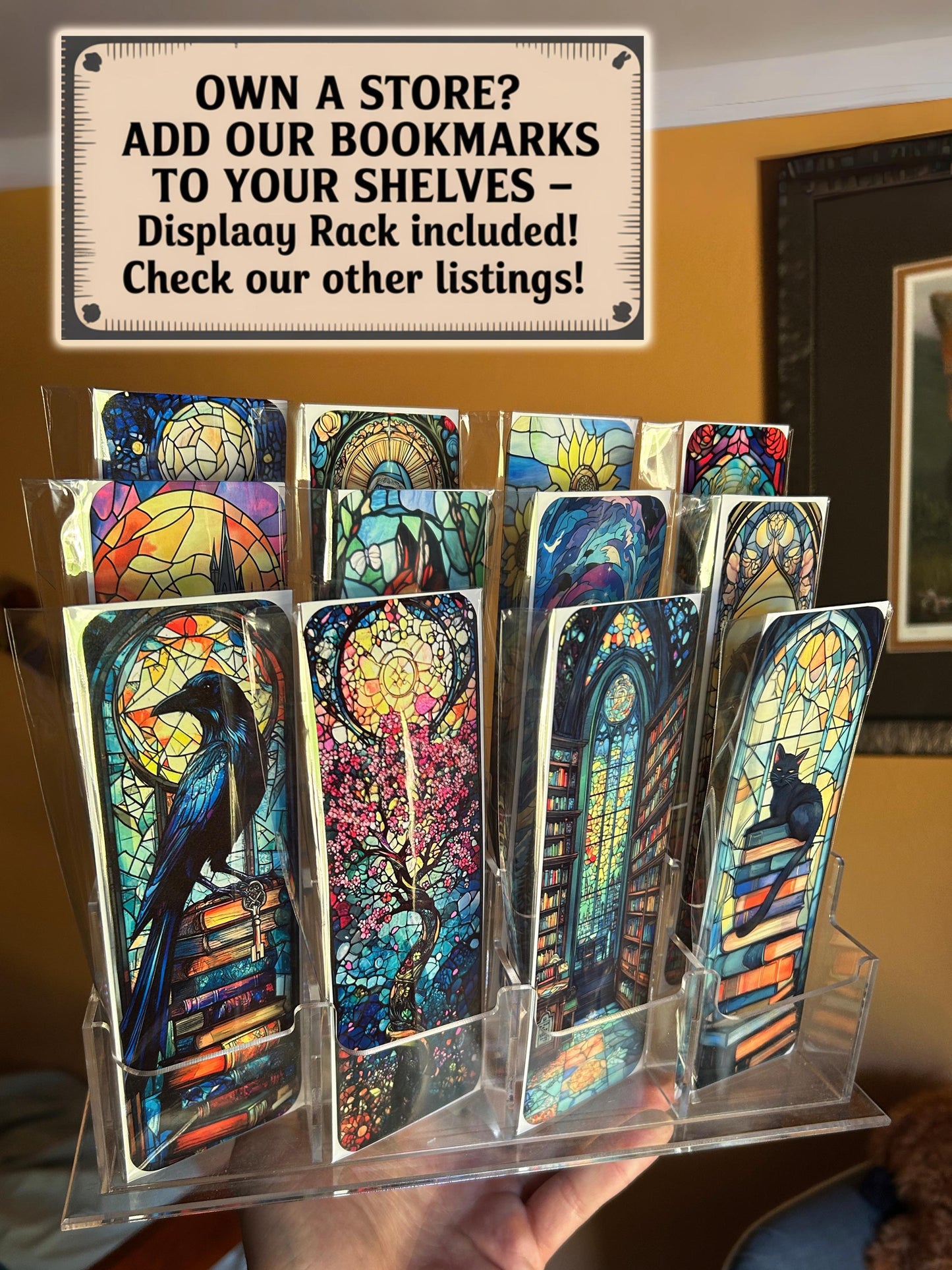 Great White Shark Bookmark with Dramatic Stained Glass Ocean Scene – Bold Sea Art for Ocean Lovers, Shark Enthusiasts, and Adventure Readers