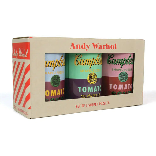 Andy Warhol Soup Cans Set of 3 100 Piece Shaped Puzzles in Tins Galison