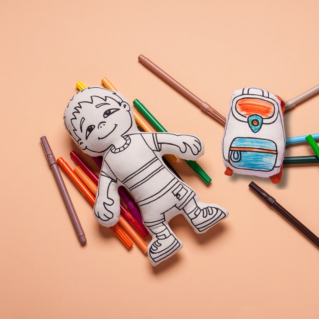 Kiboo Kids: Boy with Pocket Shorts - Colorable and Washable Doll for Creative Play
