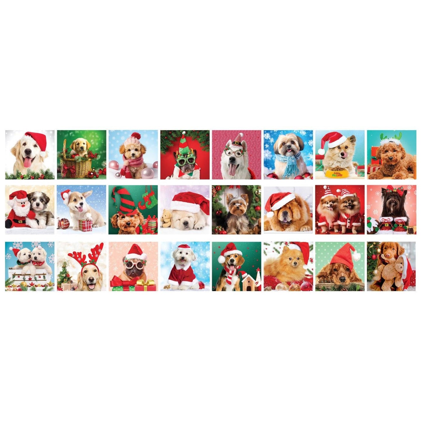 Christmas Paws Advent Calendar - 24 Set of 50 Piece Mini Jigsaw Puzzles Eurographics