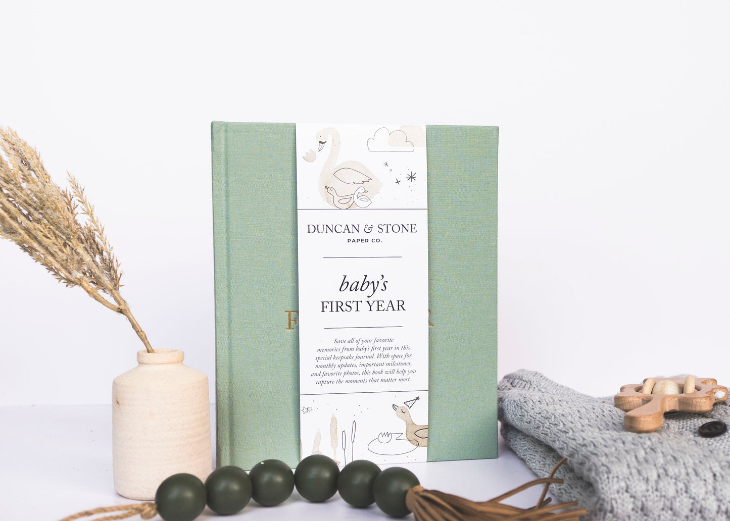 Baby’s First Year Memory Book Sage Green Baby Gift Sets