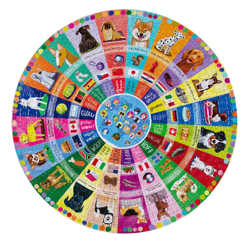 Dogs of the World 500 Piece Round Jigsaw Puzzle eeBoo