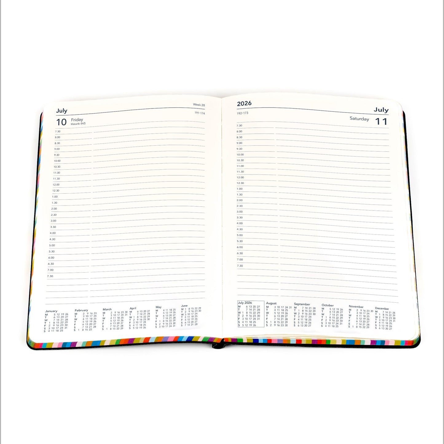 Edge Rainbow - A5 Day-To-Page Diary - 2026 Calendar Year Planner