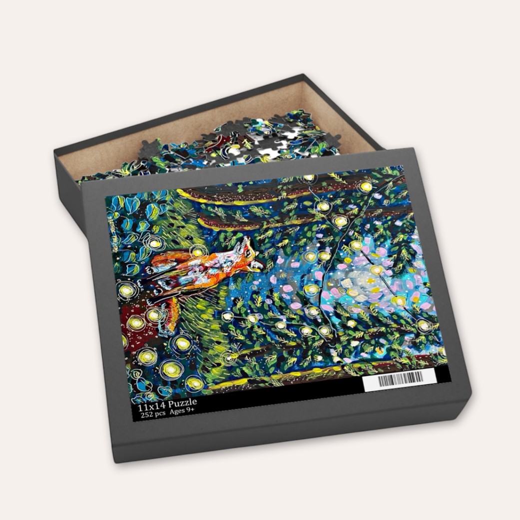 Moody Forest Fox Fine Art Puzzle