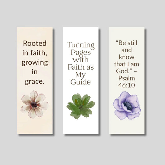 Faith & Grace Bookmark Set – 3-Pack Christian Inspirational Bookmarks for Women, Bible Journaling, and Devotional Gifts