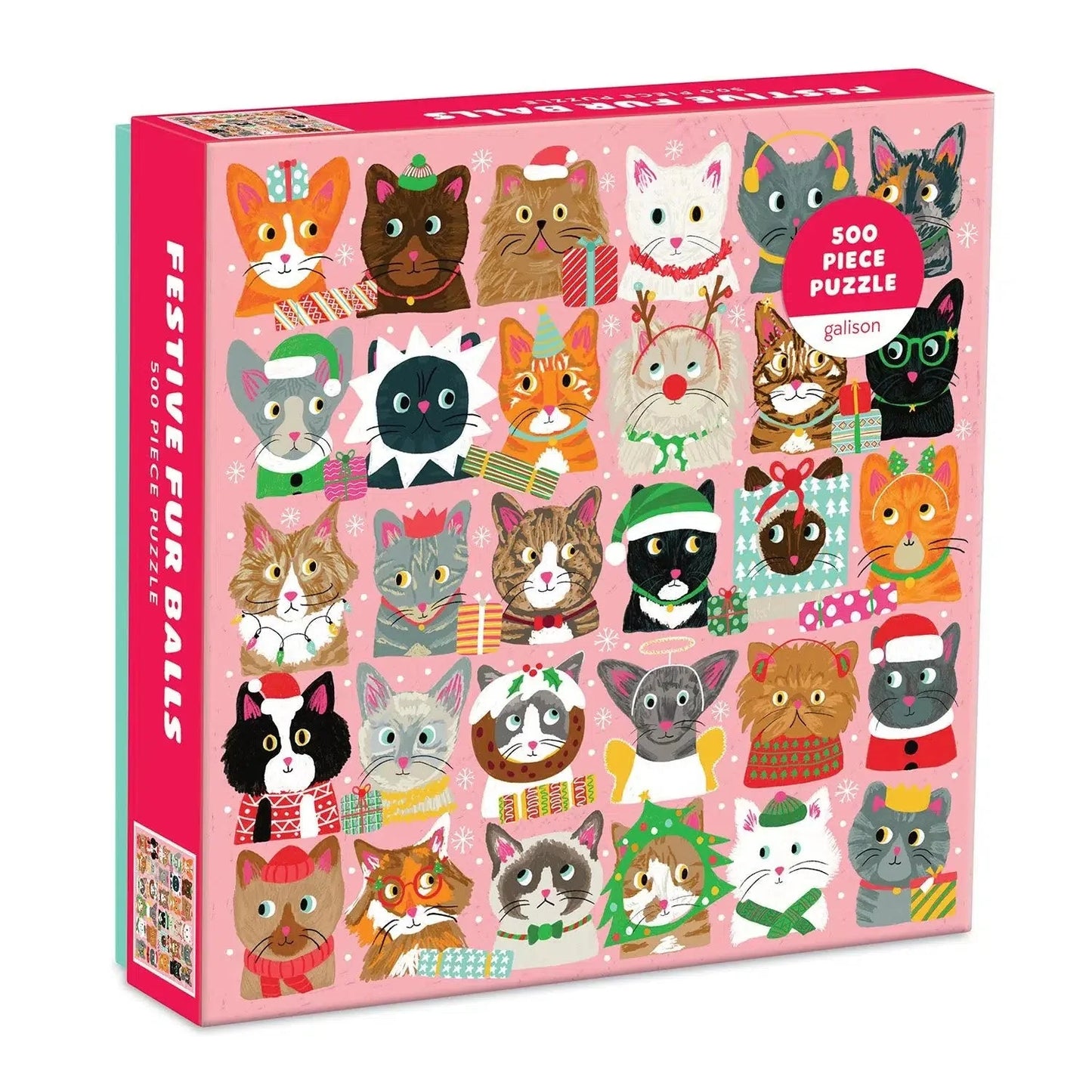 Festive Furballs 500 Piece Jigsaw Puzzle Galison