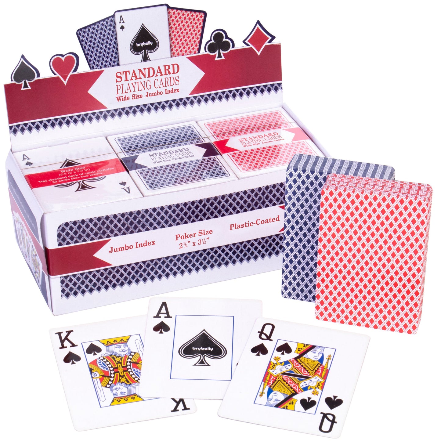 Jumbo Index Playing Cards, 12 Decks Mixed Red/Blue