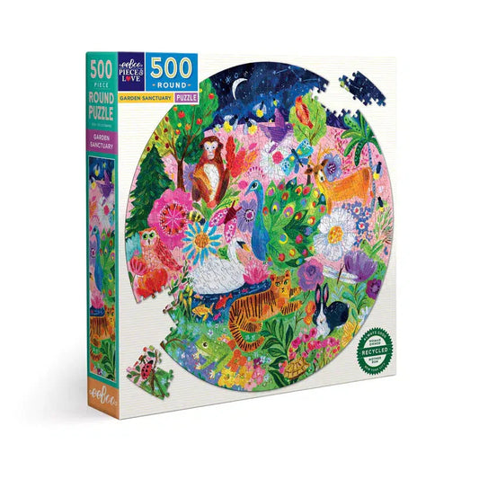 Garden Sanctuary 500 Piece Round Jigsaw Puzzle eeBoo