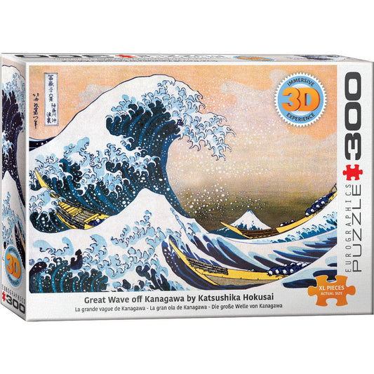 Great Wave off Kanagawa 300 Large Piece 3D Lenticular Jigsaw Puzzle Eurographics