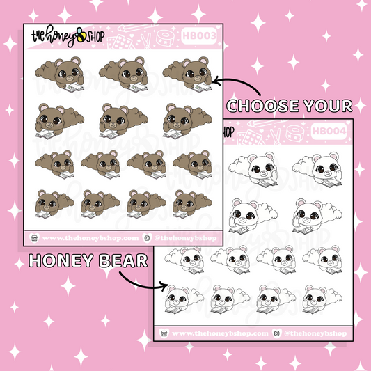 Reading Honey Bear Doodle Sticker | Choose Your Version