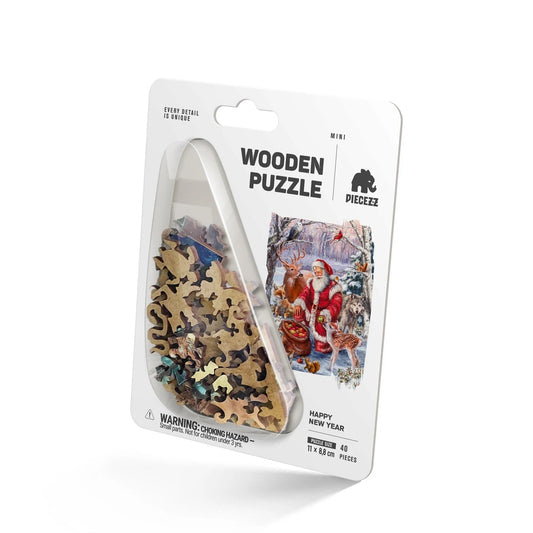 Happy New Year 40 Piece Mini Wooden Jigsaw Puzzle Geek Toys