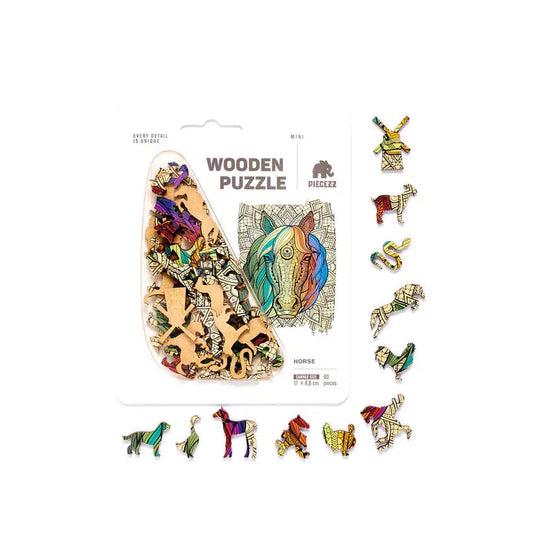 Horse 40 Piece Mini Wooden Jigsaw Puzzle Geek Toys