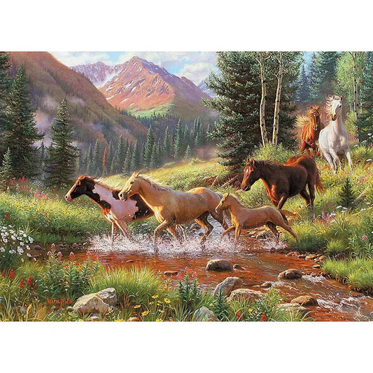 Horse Stream 35 Piece Tray Jigsaw Puzzle Cobble Hill