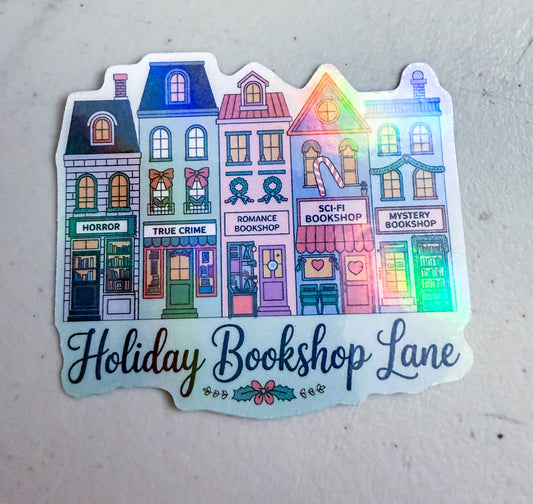 Holiday Bookshop Lane  - Holographic Sticker