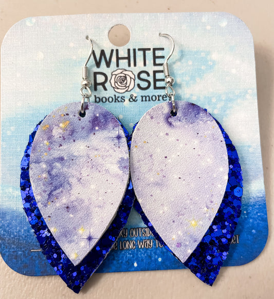 Blue  Galaxy Faux Leather Canvas Earrings | Marie Style Earrings
