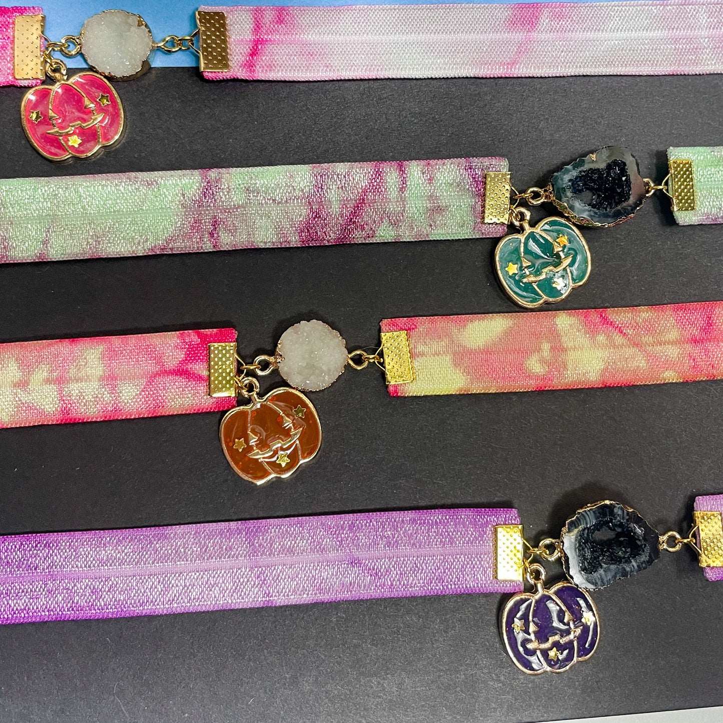 Halloween Pumpkin Charmed Elastic Bookmarks | Geode Elastic Bookmark
