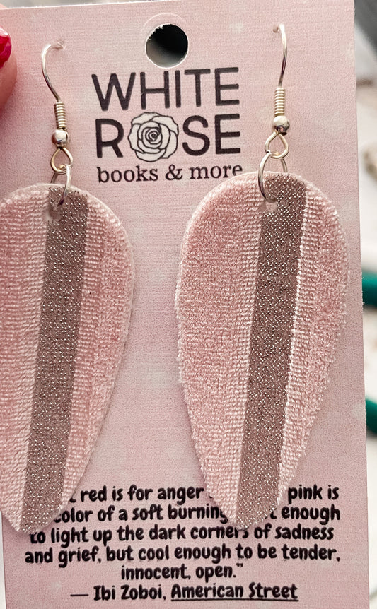 Pink Velvet Earrings | Faux Leather Earrings