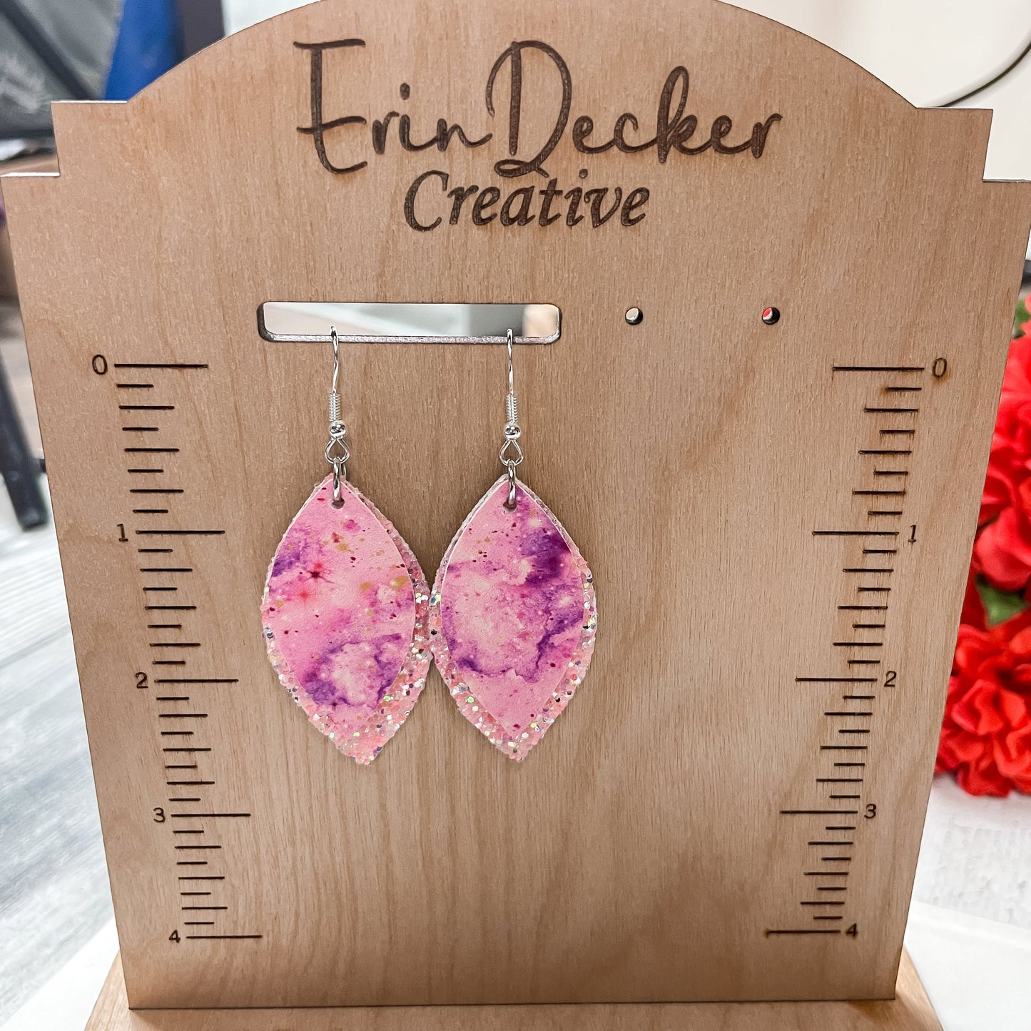 Light Pink Galaxy Earrings | Rebecca Style Dangle Earrings | Layered Petal Shape