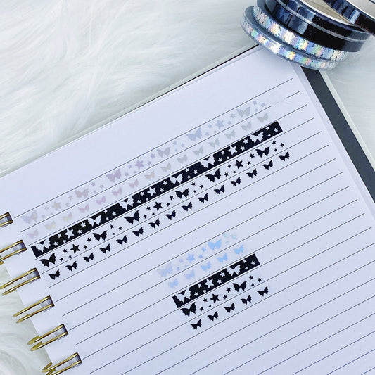 Clear Magic Baby Bat Bows Perforated Header Washi Bundle | (5) 5MM Tapes