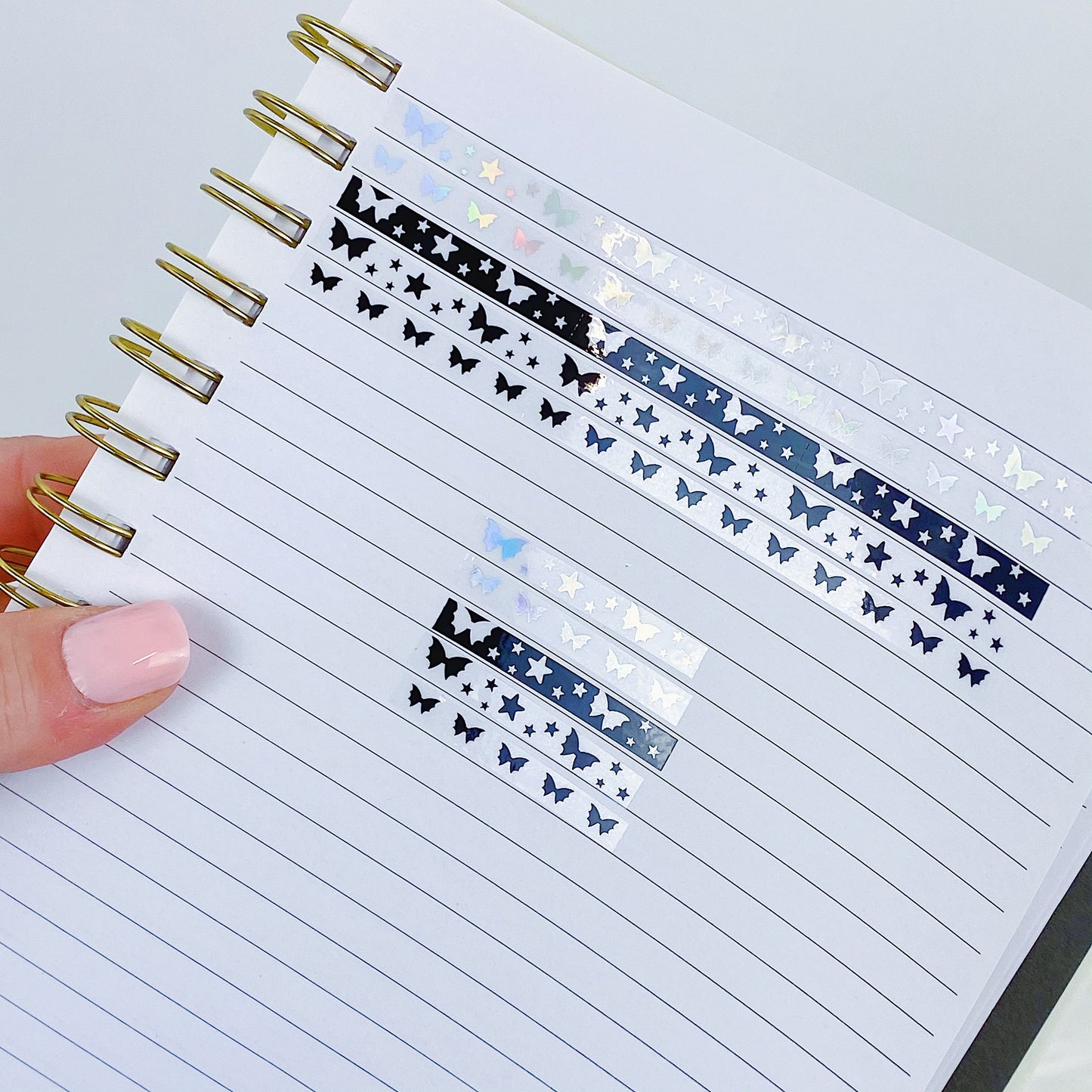 Clear Magic Baby Bat Bows Perforated Header Washi Bundle | (5) 5MM Tapes