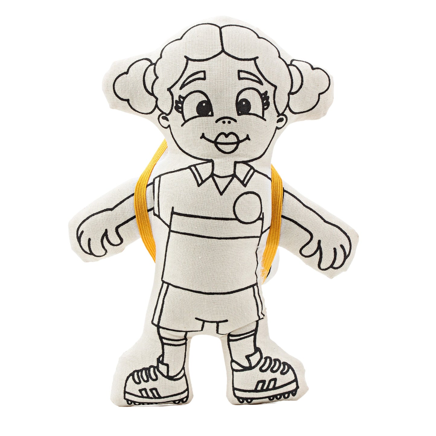 Kiboo Kids Soccer Series: Soccer Girl with Pigtails Doll - Colorable and Washable for Creative Play