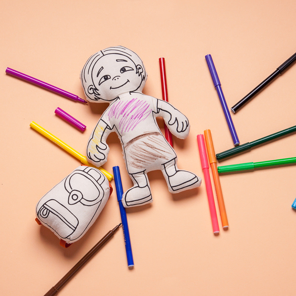 Kiboo Kids: Doll for coloring - Gender Neutral - Kid with Parted Hair