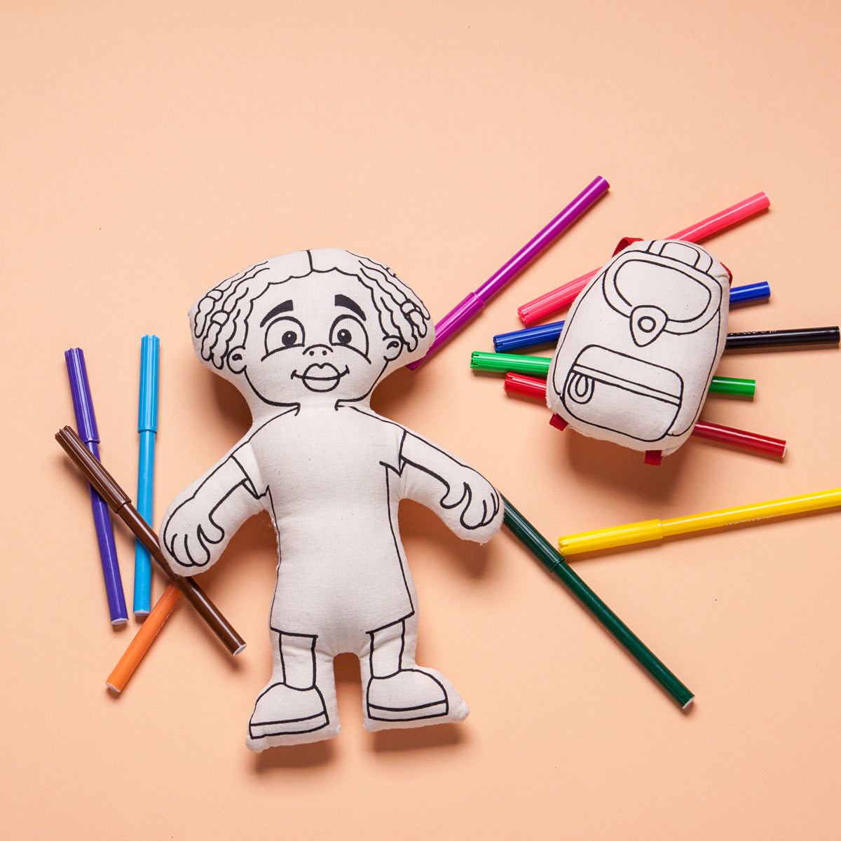 Kiboo Kids: Doll for coloring - Gender Neutral - Kid with Locks