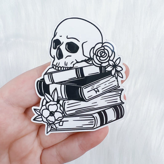 Skele Book Stack Vinyl Sticker Die Cut