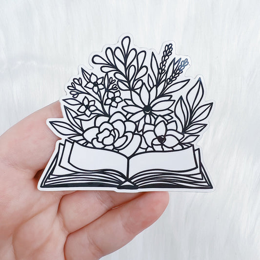 Floral Book Vinyl Sticker Die Cut