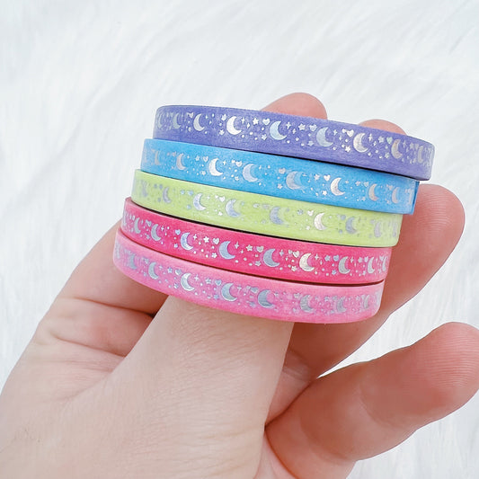 Moon Prism Perforated Header Washi Bundle | (5) 5MM Tapes
