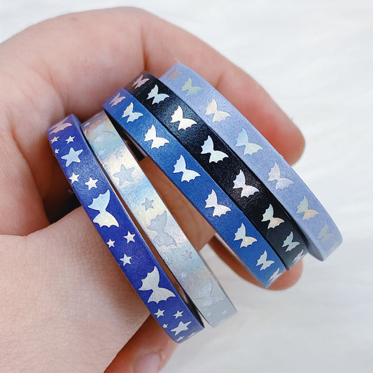 Moody Baby Bat Bows Perforated Header Washi Bundle | (5) 5MM Tapes