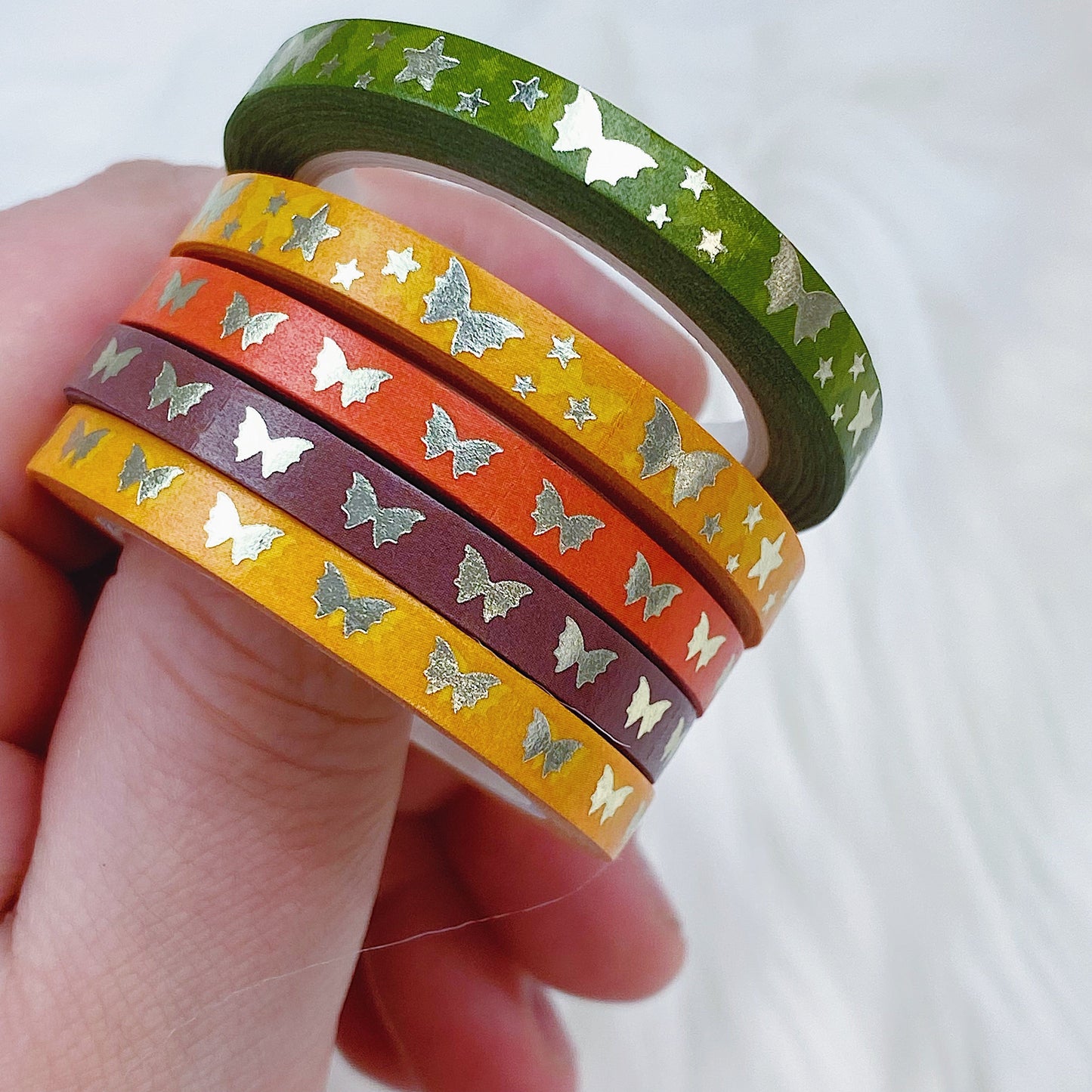 Autumn Harvest Baby Bat Bows Perforated Header Washi Bundle | (5) 5MM Tapes