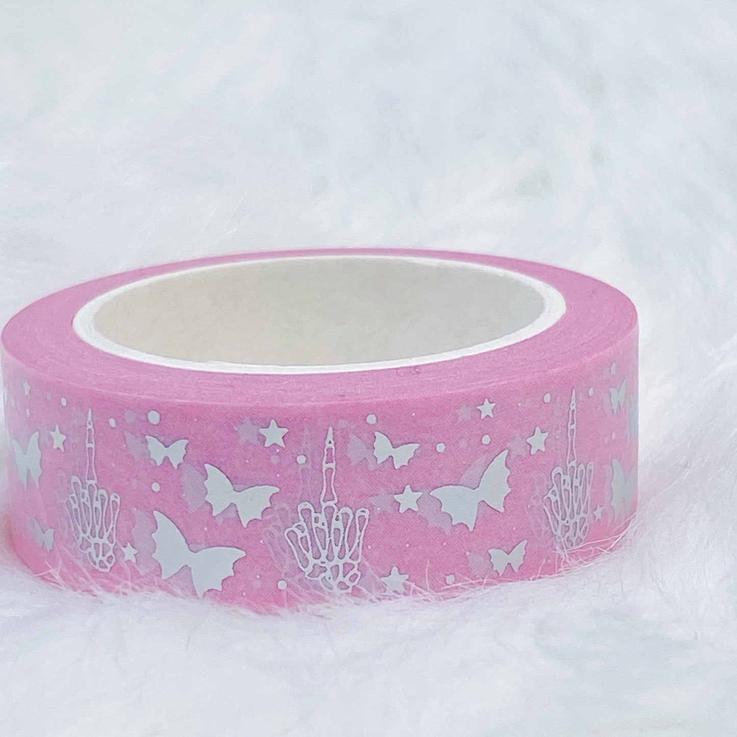 Skele Middle Finger Magic Washi Tape | 15MM | Pink