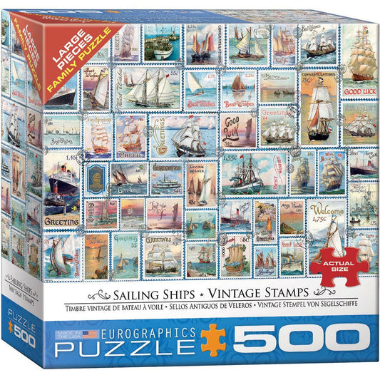 Sailing Ships Vintage Stamps 500 Piece Jigsaw Puzzle Eurographics