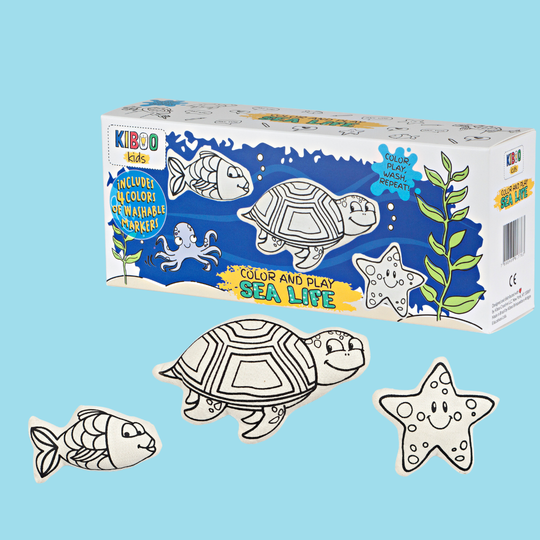 Kiboo Kids - Sea Life Trio Coloring Set - Starfish, Turtle & Fish