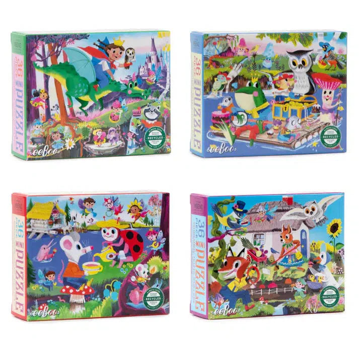 Set of 4 Fairy & Tales 36 Piece Mini Jigsaw Puzzles eeBoo