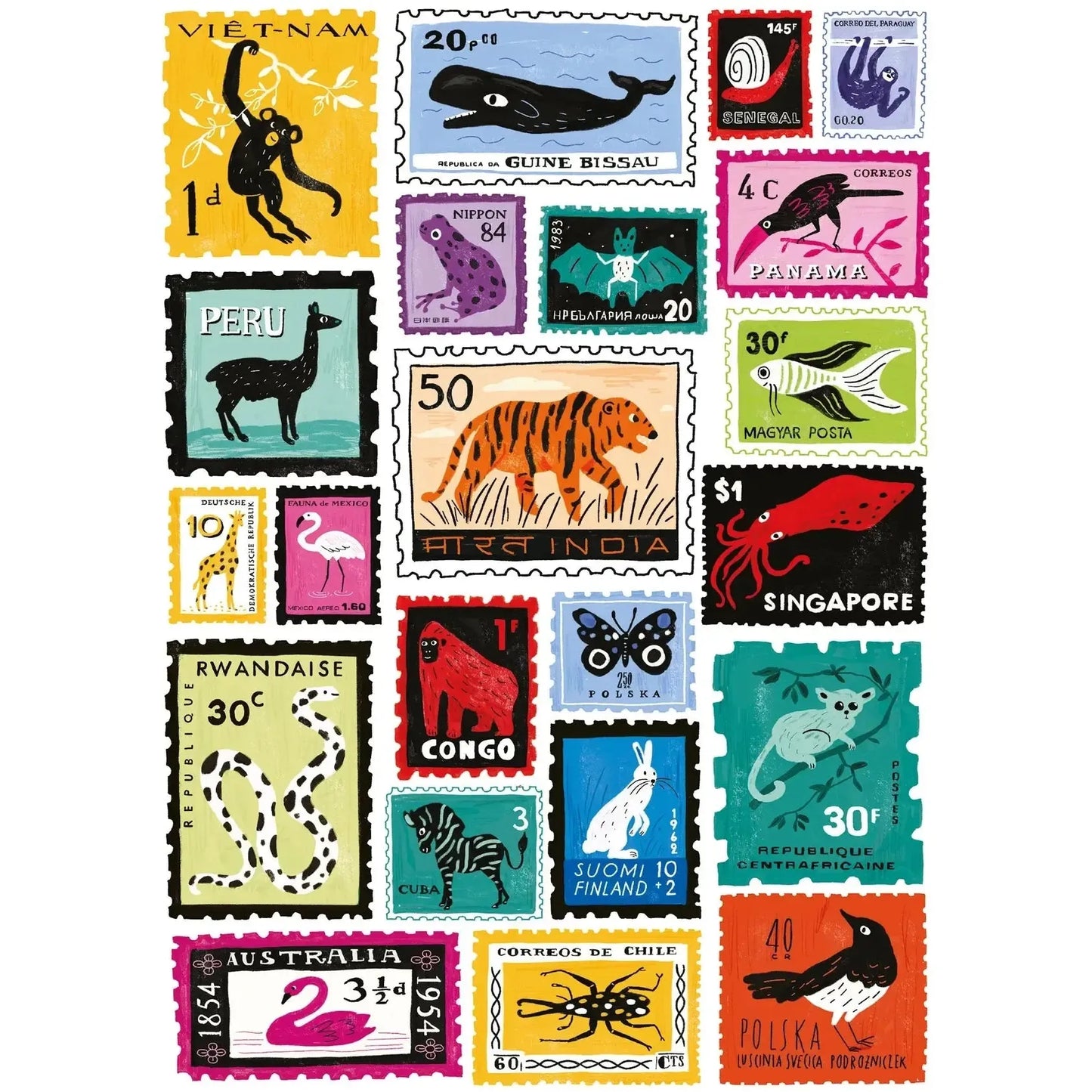 Stamped 1000 Piece Jigsaw Puzzle Happily