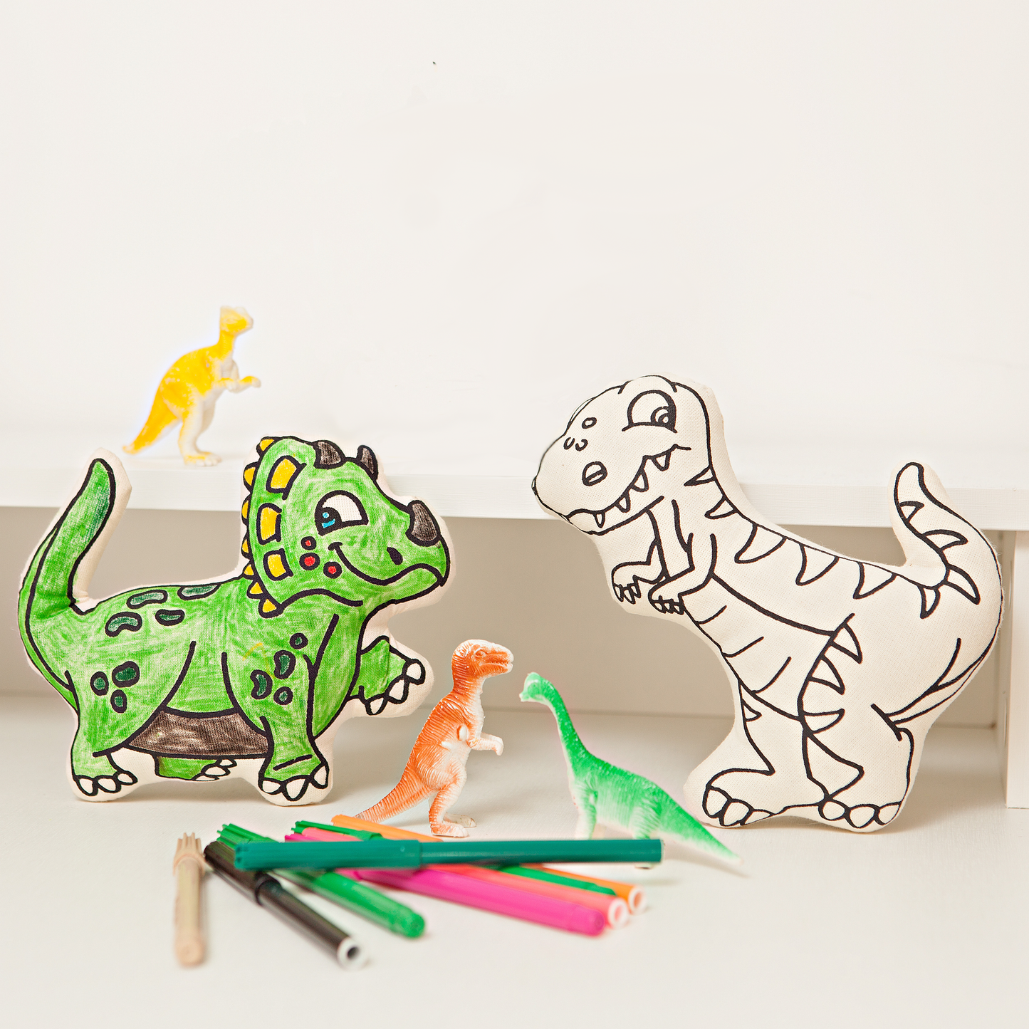 Kiboo Kids: Dinosaurs for Coloring Duo Pack - T-Rex & Triceratops - Washable and Reusable for Creative Play