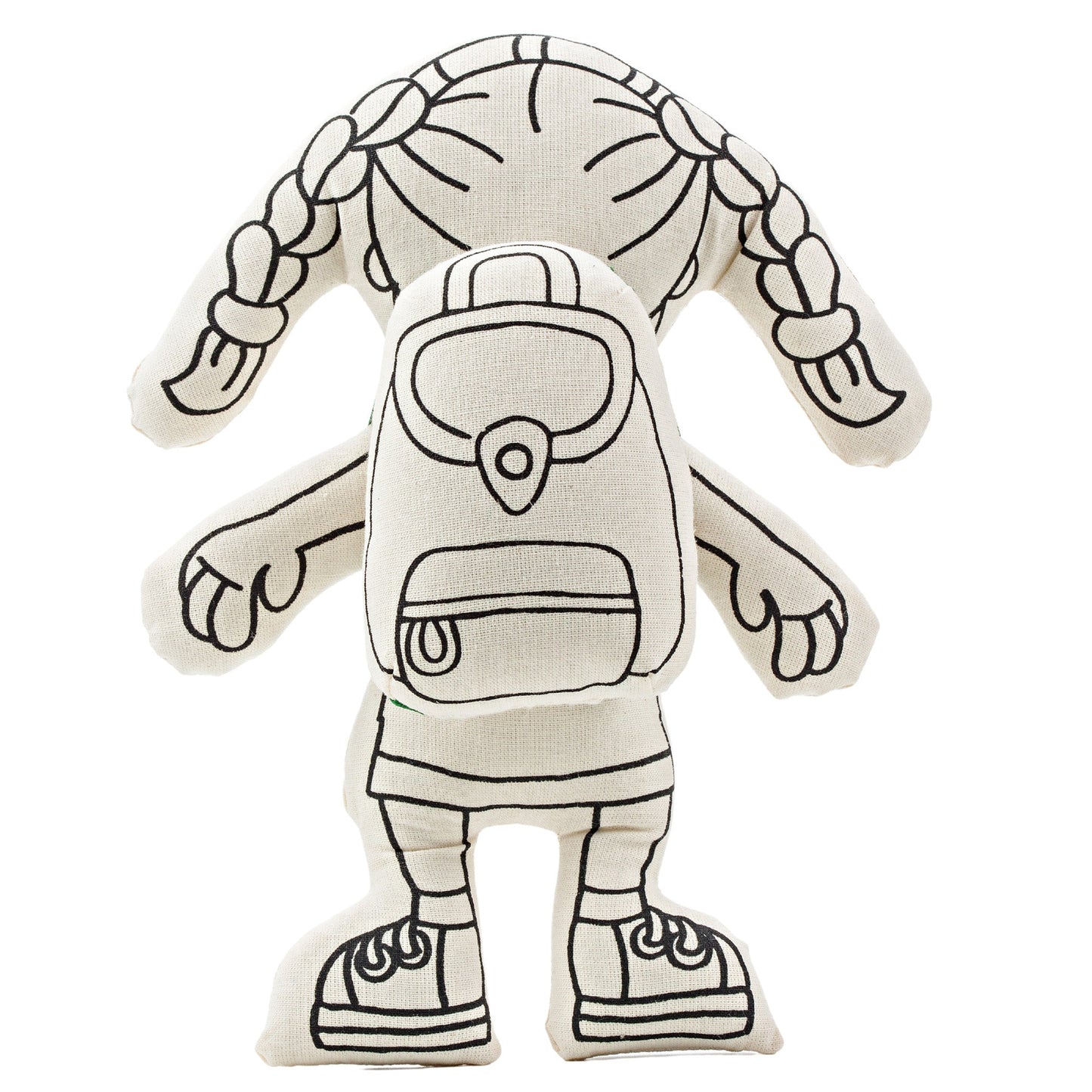 Kiboo Kids: Girl with Braids - Colorable and Washable Doll for Creative Play