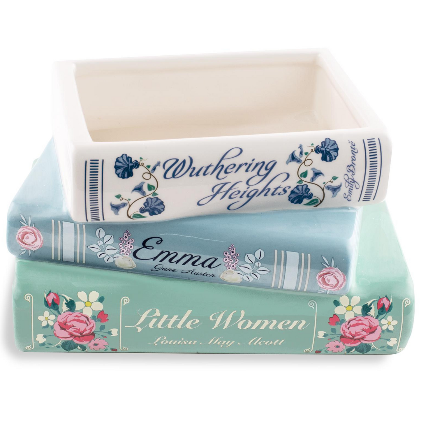 Stacked Books Planter, Pastel Classics, Wuthering Heights/Emma/Little Women