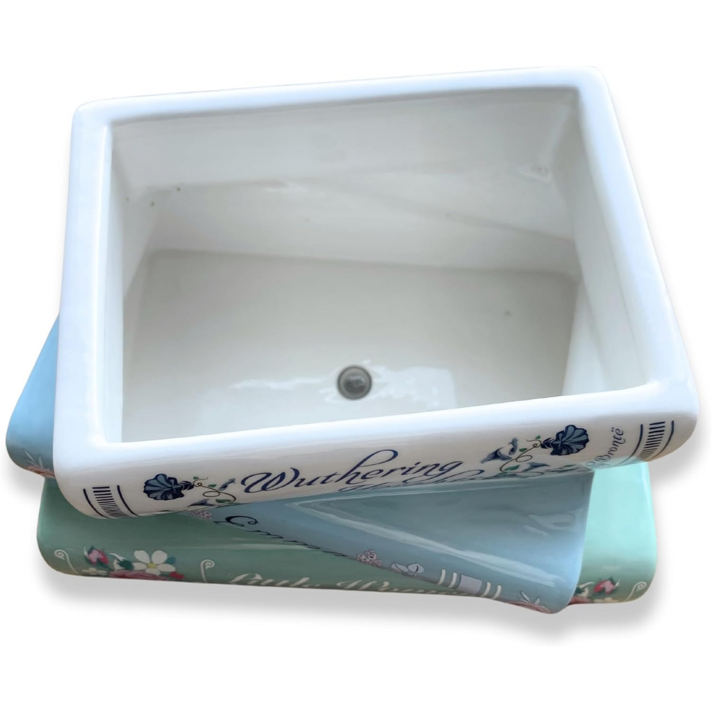 Stacked Books Planter, Pastel Classics, Wuthering Heights/Emma/Little Women