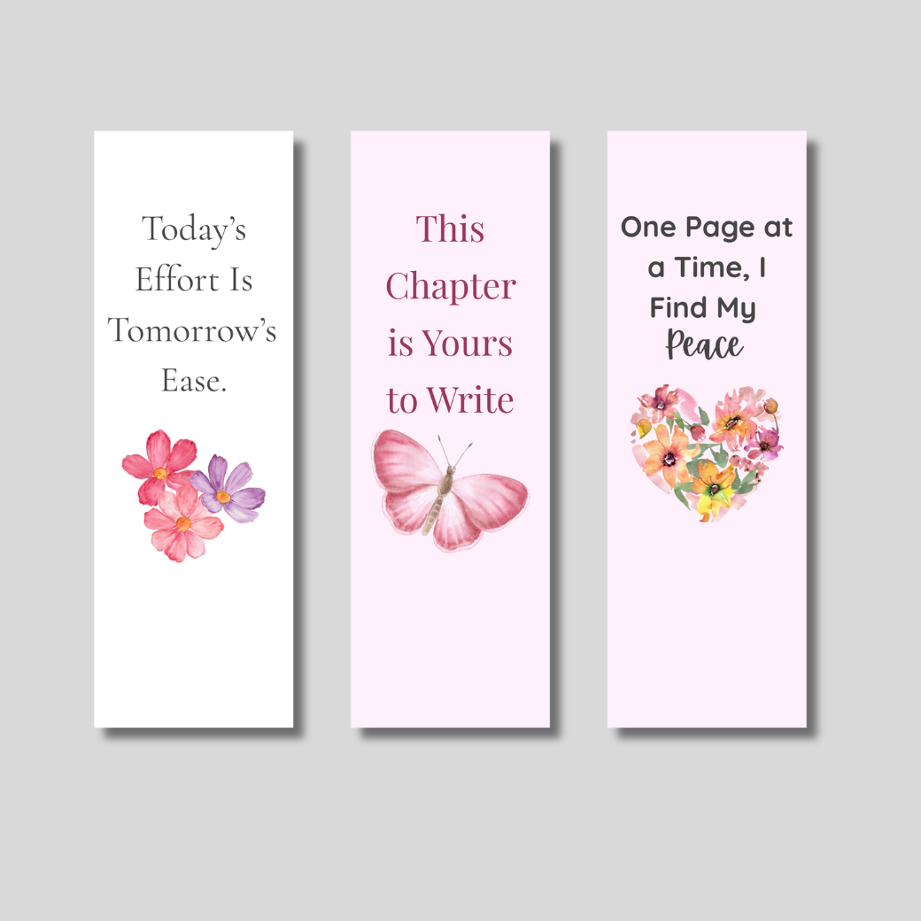 Encouragement & Growth Bookmark Set – 3-Pack Motivational Bookmarks for Journaling, Wellness, and Self-Care