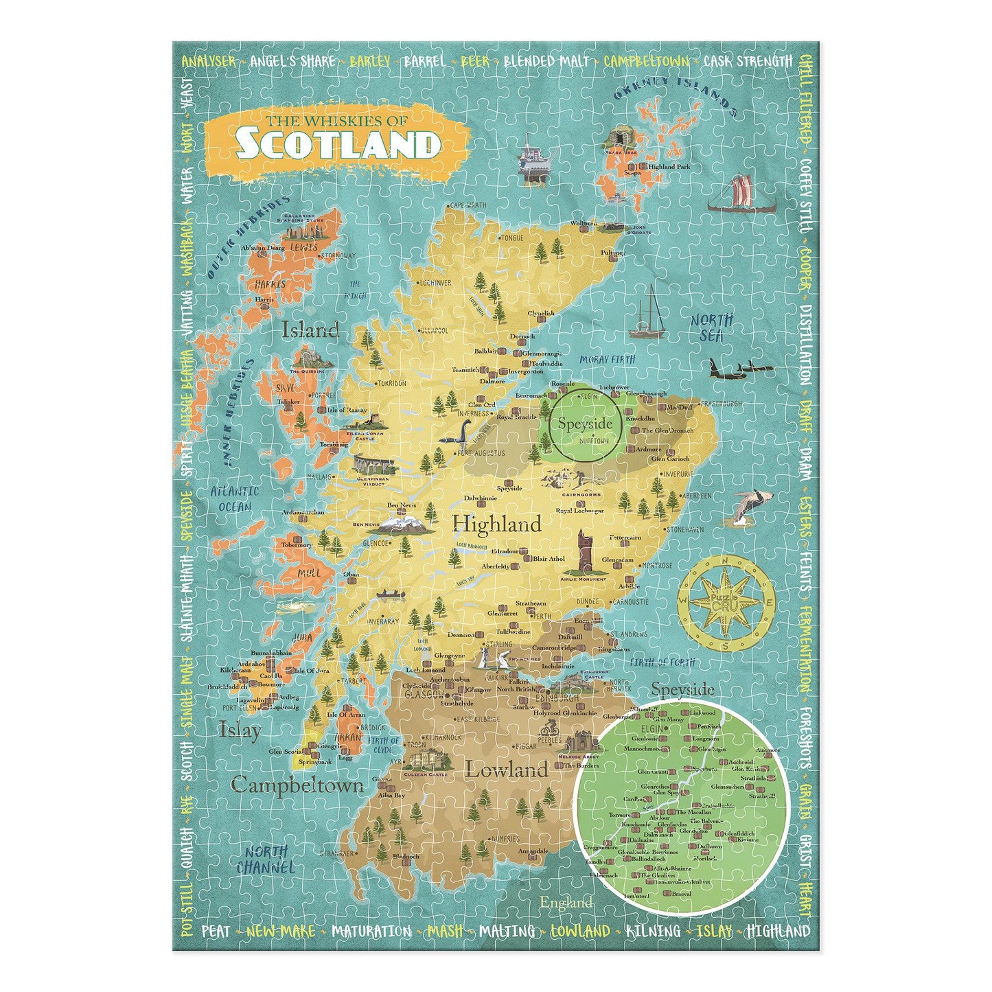 Whiskies Of Scotland 500 Piece Jigsaw Puzzle Ginger Fox